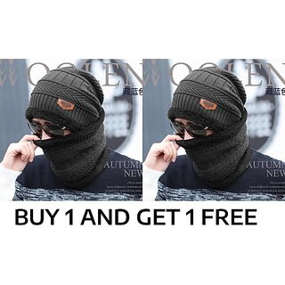 Fashlook Woolen Grey Casual Winter Cap (Pack of 2) Fashlook Woolen Grey Casual Winter Cap (Pack of 2)