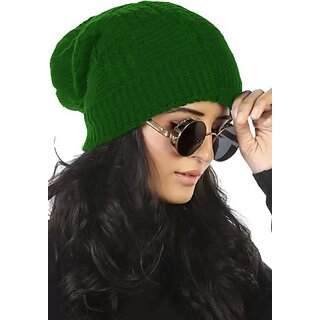 Fashlook Woolen Green Casual Winter Cap Fashlook Woolen Green Casual Winter Cap