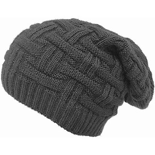                       Fashlook Woolen Grey Casual Winter Cap                                              