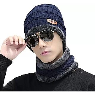                       Fashlook Woolen Blue Casual Winter Cap (Pack of 2)                                              