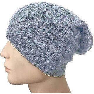                       Fashlook Woolen Silver Casual Winter Cap                                              