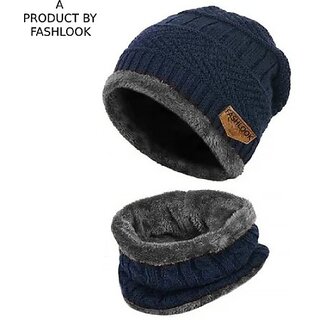 Fashlook Woolen Dark Blue Casual Winter Cap (Pack of 2) Fashlook Woolen Dark Blue Casual Winter Cap (Pack of 2)