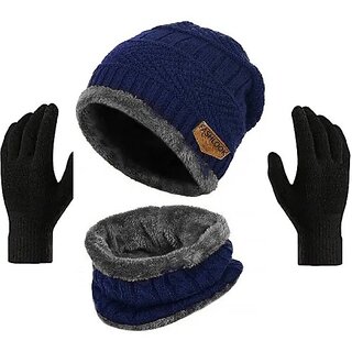 Fashlook Woolen Dark Blue Casual Winter Cap (Pack of 2) Fashlook Woolen Dark Blue Casual Winter Cap (Pack of 2)