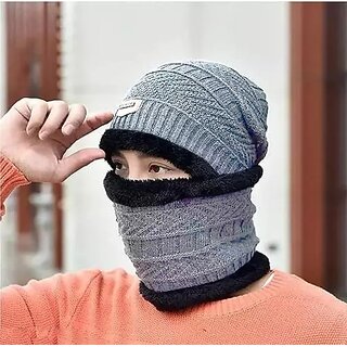 Fashlook Woolen Grey Casual Winter Cap Fashlook Woolen Grey Casual Winter Cap