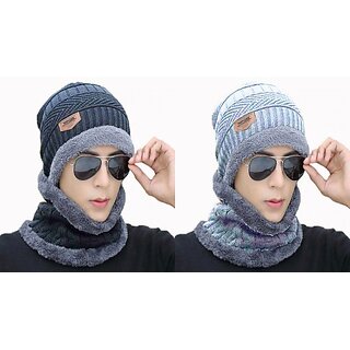 Fashlook Woolen Grey Casual Winter Cap (Pack of 2) Fashlook Woolen Grey Casual Winter Cap (Pack of 2)