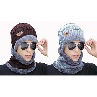 Fashlook Woolen Brown, Grey Casual Winter Cap (Pack of 2) Fashlook Woolen Brown, Grey Casual Winter Cap (Pack of 2)