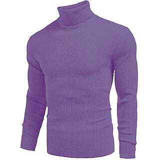                       Fashlook Solid Full Sleeve Casual Purple Sweaters For Mens                                              