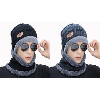 Fashlook Woolen Black, Grey Casual Winter Cap (Pack of 2) Fashlook Woolen Black, Grey Casual Winter Cap (Pack of 2)