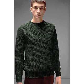                       Fashlook Solid Green Full Sleeve Sweaters For Mens                                              