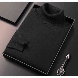                       Fashlook Solid Black Full Sleeve Sweaters For Mens                                              