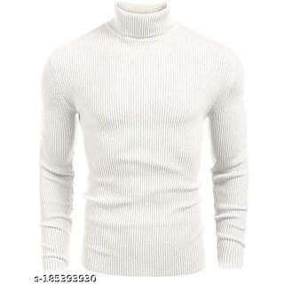                       Fashlook Solid White Full Sleeve Sweaters For Mens                                              
