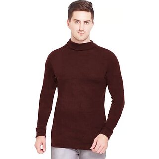                       Fashlook Solid Full Sleeve Casual Maroon Sweaters For Mens                                              