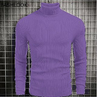                       Fashlook Solid Purple Full Sleeve Sweaters For Mens                                              