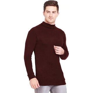                       Fashlook Solid Full Sleeve Casual Maroon Sweaters For Mens                                              