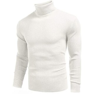                       Fashlook Solid White Full Sleeve Sweaters For Mens                                              