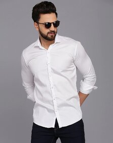 (Pack of 1) Baleshwar Mens White Slim Fit Casual Shirt