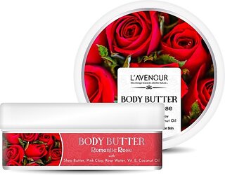 L'avenour Romantic Rose Body Butter | Enriched with Shea Butter, Pink Clay, Rose Water, Vitamin E, and Coconut Oil | Best for Dry Skin, Non-Greasy | Up to 72 hours of Moisturization (200 ml)