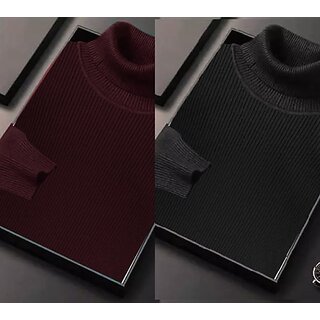                       Fashlook Solid Full Sleeve Casual Multicolor Sweaters For Mens                                              