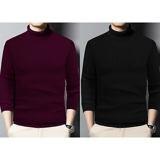                       Fashlook Solid Multicolor Full Sleeve Sweaters For Mens (Pack of 2)                                              