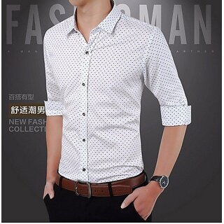                       Fashlook Printed Curved Collar Regular Fit Cotton Blend Casual Pink Shirt For Mens                                              