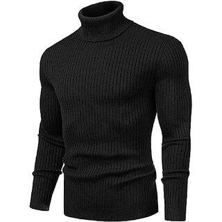                      Fashlook Solid Curved Collar Regular Fit Wool Blend Casual Black Shirt For Mens                                              