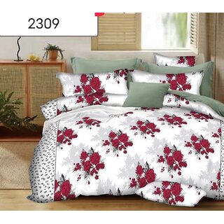 Indkus Nexa White Red Flowers printed double bedsheet with 2 Pillow Covers (228 X 228 cm) Indkus Nexa White Red Flowers printed double bedsheet with 2 Pillow Covers (228 X 228 cm)