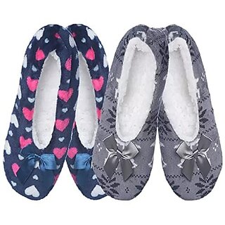 Minha women winter woolen slipper socks Pair of 2 multicolor setAssorted colour