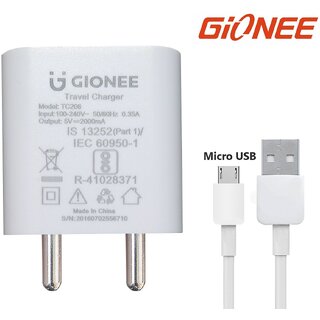 GIONEE 9 Watt 2 Amp Mobile Charger with Detachable Cable(White, White, Cable Included). GIONEE 9 Watt 2 Amp Mobile Charger with Detachable Cable(White, White, Cable Included).