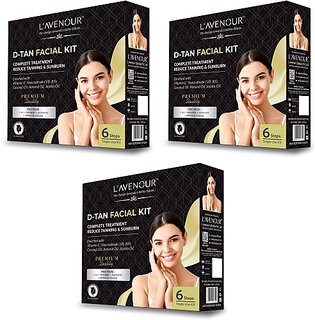 L'avenour D-Tan Facial Kit for Instant Glow, Deep Cleanses, Removes Tan & Pigmentation (3 x 30 ml)