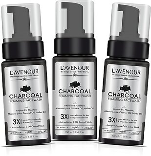L'avenour Charcoal Foaming Facewash - Pack of 3 Face Wash (300 ml)
