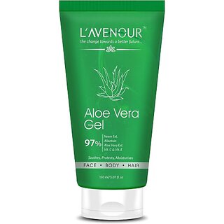 L'avenour Aloe Vera Gel with Vitamin C, E, Pure Aloe Vera & Neem Ext for Face, Body & Hair (150 ml)