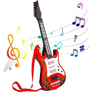 Musical Instrument Learning Toy Guitar with Lights, Pre-Installed Music Sound, Beginner Friendly, Multicolour, Large Size Musical Instrument Learning Toy Guitar with Lights, Pre-Installed Music Sound, Beginner Friendly, Multicolour, Large Size