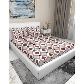                       BEDZY Premium Cotton Blend 180 TC Flat Double Bedsheets with 2 Pillow Covers | Double Bed Breathable BEDZY | Wrinklefree | 90 x 100 | 228x254 cm | Multicolour                                              