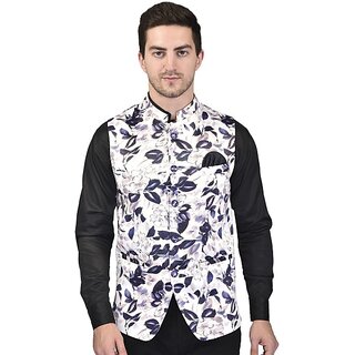                       PrintCulture Men Printed Multicolor Cotton Blend Nehru Jacket                                              