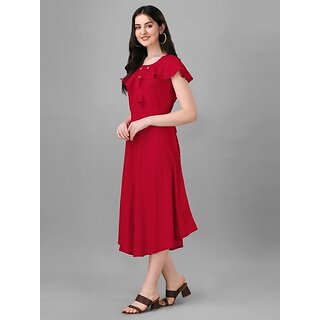 Elegant Women Parnavi Women Fit And Flare Red Dress 2025 at ShopCircuit | ONDC