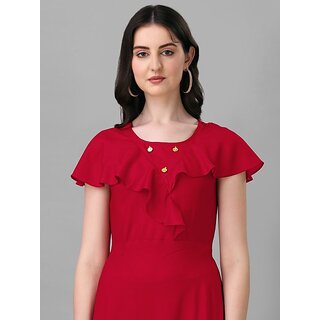 Elegant Women Parnavi Women Fit And Flare Red Dress 2025 at ShopCircuit | ONDC