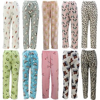                       Minha  Women's pack of 1 woolen soft fleece Printed Pyjama/Lower (Multicolour)Assorted design                                              