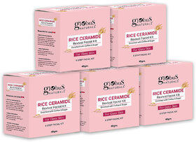 Globus Naturals Rice Ceramide 6 Step Facial Kit For Korean Glass Skin 40gm Set of 5