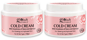 Globus Naturals Cold Cream Quick Absorbing  Non Sticky Formula  For Healthy Soft Hydrated  Glowing Skin 100gm Set of 2
