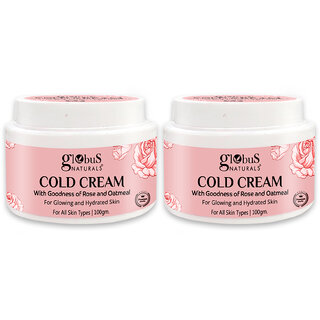                       Globus Naturals Cold Cream Quick Absorbing  Non Sticky Formula  For Healthy Soft Hydrated  Glowing Skin 100gm Set of 2                                              