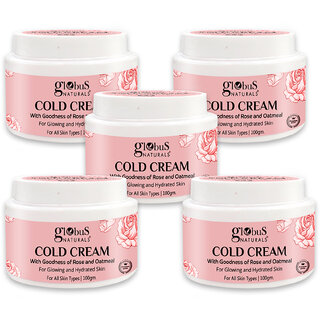 Globus Naturals Cold Cream Quick Absorbing Non Sticky Formula For Healthy Soft Hydrated Glowing Skin 100gm Set of 5 Globus Naturals Cold Cream Quick Absorbing Non Sticky Formula For Healthy Soft Hydrated Glowing Skin 100gm Set of 5