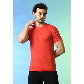                       PrintCultr Solid Men Round Neck Polyester Red T-Shirt                                              