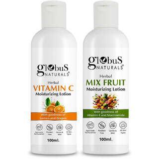 Globus Naturals Body Lotion Combo Set of 2 Vitamin C Mix Fruit Body Lotion For NonGreasy Lightweight Body Moisturizer for Women Men All Skin Types Globus Naturals Body Lotion Combo Set of 2 Vitamin C Mix Fruit Body Lotion For NonGreasy Lightweight Body Moisturizer for Women Men All Skin Types