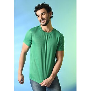                       PrintCultr Solid Men Round Neck Polyester Green T-Shirt                                              
