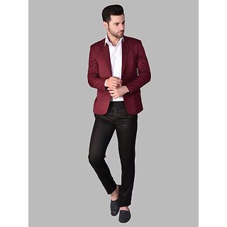                       PrintCultr Men Solid Single Breasted Casual Blazer (Brown)                                              