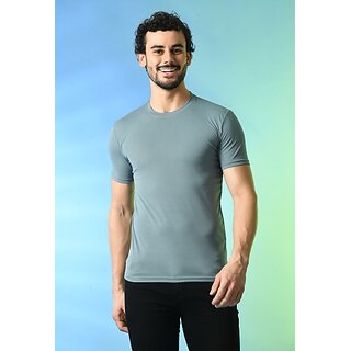                       PrintCultr Solid Men Round Neck Polyester Grey T-Shirt                                              