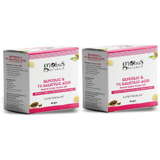 Globus Naturals Anti Acne Glycolic Salicylic Acid 6 Step Facial Kit For Oil Control Skin Lightening Suitable For Oily Acne Prone Skin 40gm Set of 2 Globus Naturals Anti Acne Glycolic Salicylic Acid 6 Step Facial Kit For Oil Control Skin Lightening Suitable For Oily Acne Prone Skin 40gm Set of 2
