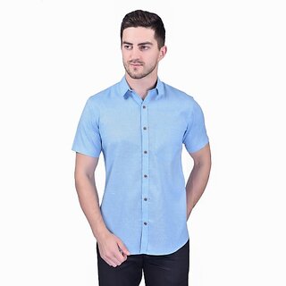                       PrintCulture Men Solid Casual Blue Shirt                                              