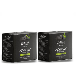 Globus Naturals AntiPollution Charcoal Men 6 Step Facial Kit For Oil Control Blackhead Removal Suitable For Oily Acne Prone Skin 40gm Set of 2 Globus Naturals AntiPollution Charcoal Men 6 Step Facial Kit For Oil Control Blackhead Removal Suitable For Oily Acne Prone Skin 40gm Set of 2