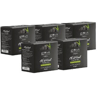 Globus Naturals AntiPollution Charcoal Men 6 Step Facial Kit For Oil Control Blackhead Removal Suitable For Oily Acne Prone Skin 40gm Set of 5 Globus Naturals AntiPollution Charcoal Men 6 Step Facial Kit For Oil Control Blackhead Removal Suitable For Oily Acne Prone Skin 40gm Set of 5